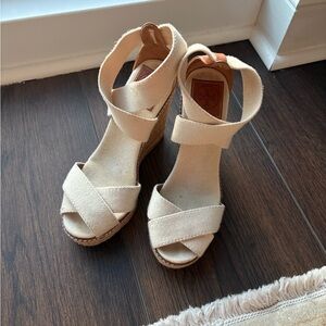 Tory Burch Cream Wedge Sandals